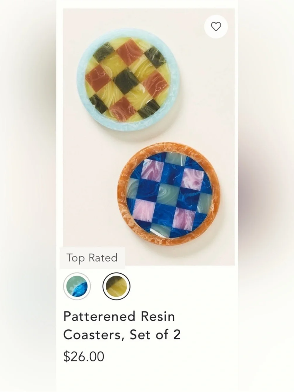 Anthropologie patterned Resin Coaster Set of two